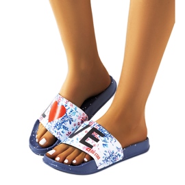 Marinblå tofflor Love Big Star DD274A257 vit mångfärgad