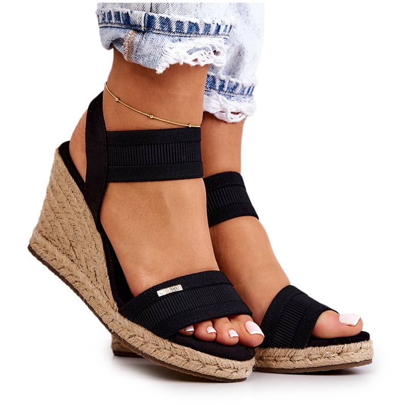 Damsandaler On Wedge Big Star JJ274976 Svart