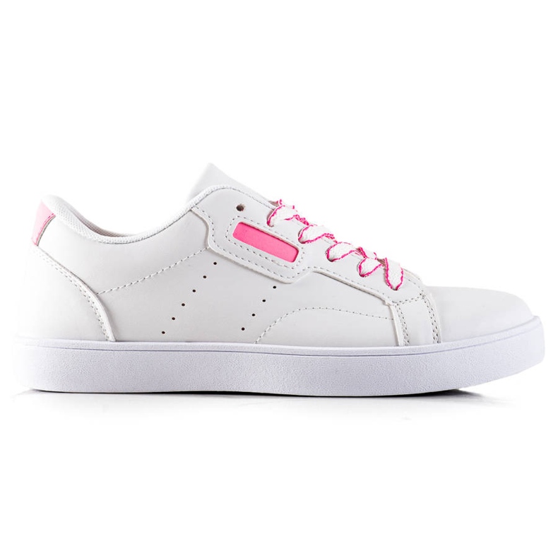 TRENDI Klassiska sneakers med snörning vit rosa