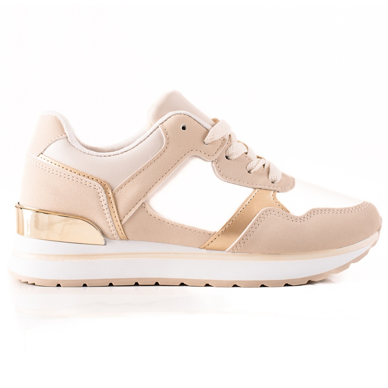 TRENDI Beige sneakers på plattformen