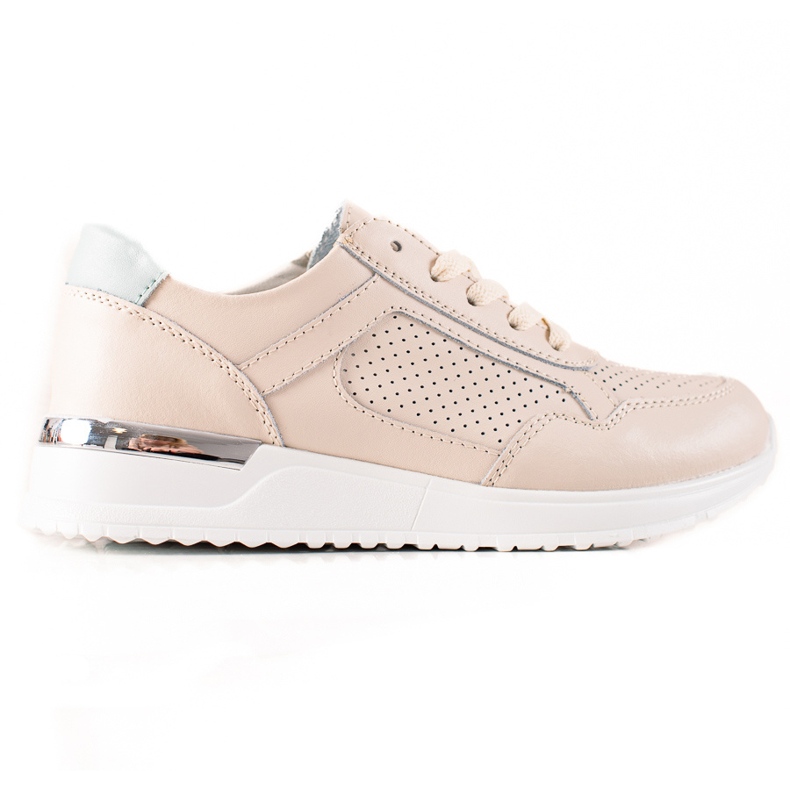 VINCEZA Sneakers i läder beige