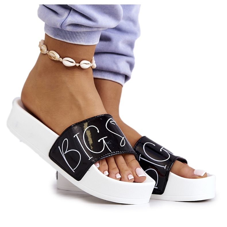 Gummitofflor för kvinnor Big Star JJ274A276 Vit och svart