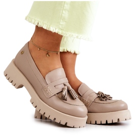 Skinnskor dam Fringes Maciejka 05497-04 Beige