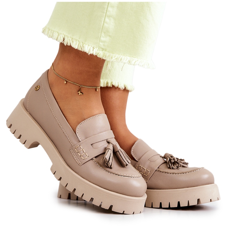 Skinnskor dam Fringes Maciejka 05497-04 Beige