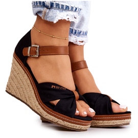 Damsandaler On Wedge Big Star JJ274937 Svart