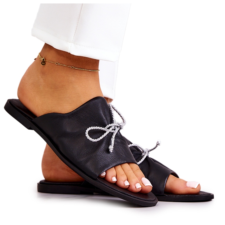 Lädertofflor dam Nicole 2659/001 Svart