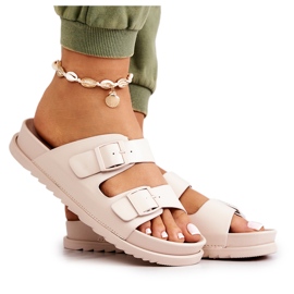 S.Barski Gummitofflor Med Spänne Beige Corina