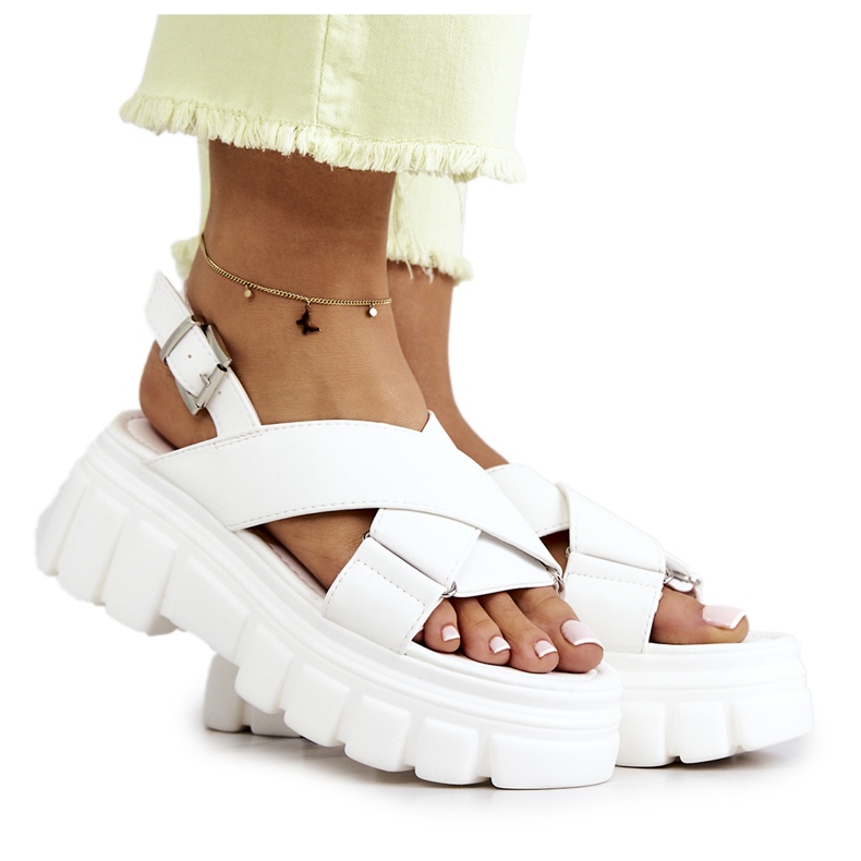 PE1 Lädersandaler På Plattformen Vit Betti