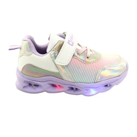 NEWS ADI Sportskor LED Glödande kardborreband Nyheter 22DZ32-4837 Lilac-White purpur rosa silver