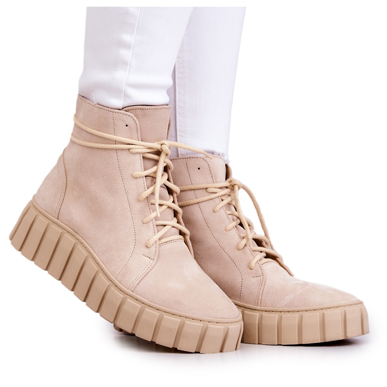 Lewski Shoes Mocka Plattstövlar Lewski Skor 3177 Ljus beige