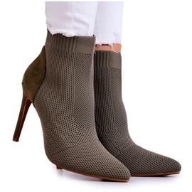 S.Barski Kvinnors stövlar med en strumpa på en högklackad kaki i går kväll brun grön