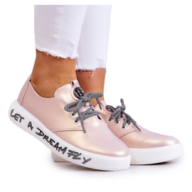 S.Barski Sneakers i läder för kvinnor med Carrey-rosa i metall beige
