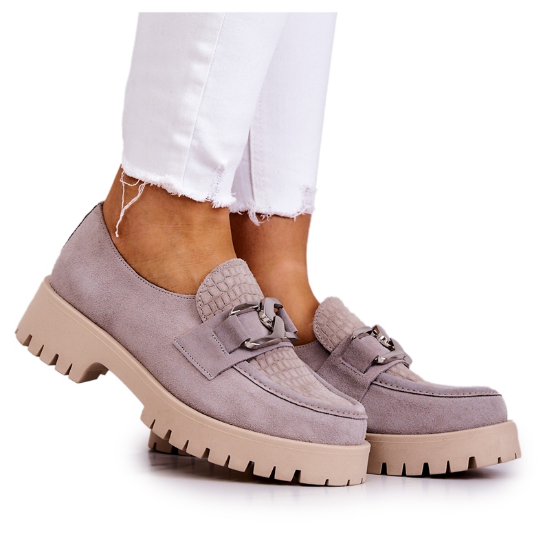 La.Fi Fashionabla mocka Loafers Ljusgrå Rayhan