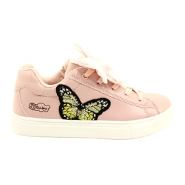 Rosa Sneakers med rosett och fjäril American Club ES64