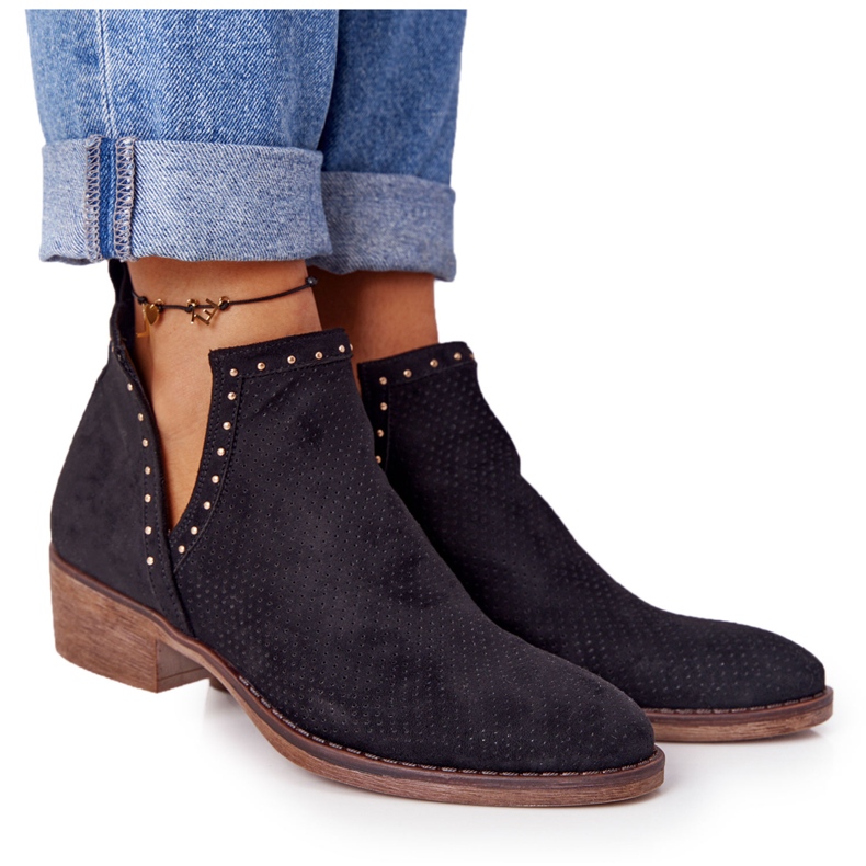 PS1 Svarta smarta korsade stövlar med utskärningar