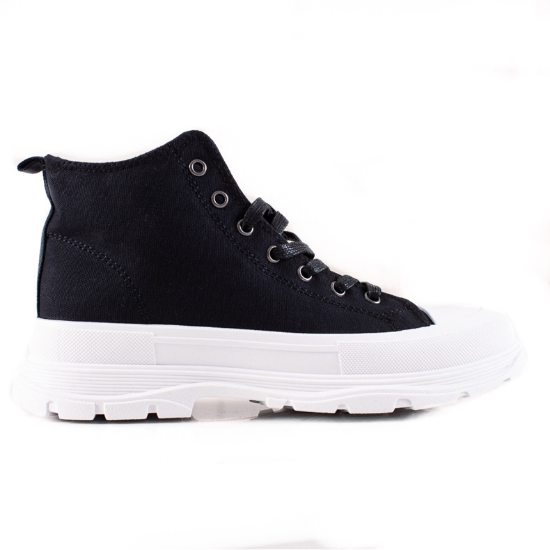 TRENDI Textil svarta sneakers