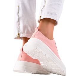 TRENDI Rosa sneakers på plattformen