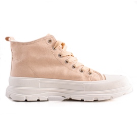 TRENDI Bekväma sneakers på plattformen beige