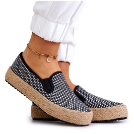 Flätade sneakers för dam Slip On Big Star JJ274395 Svart vit