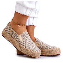 Flätade sneakers för dam Slip On Big Star JJ274394 Beige