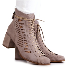 Mocka Openwork Boots Maciejka 05508-04 Beige