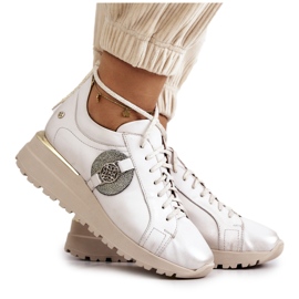 Läder Sportskor På Wedge Maciejka 05492-04 Beige