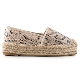 Bestelle Espadriller På Snake Print Platform beige