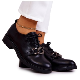 S.Barski Läderskor bundna med en svart larosa-prydnad