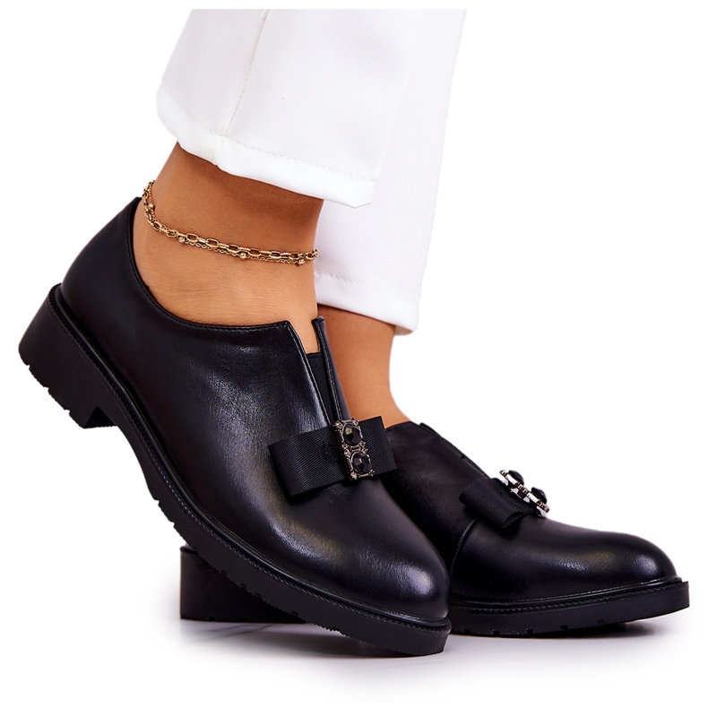 S.Barski Kvinnors Brogues Slip On Med En Svart Janelle Dekoration