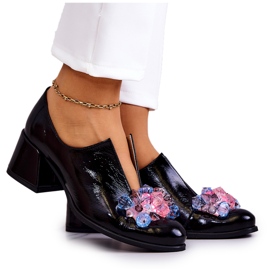 PA2 Släta läderskor med svart Delaver-dekoration