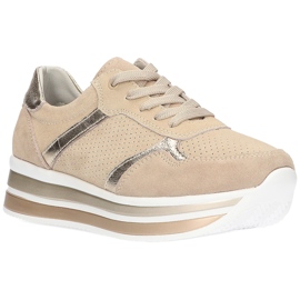 Sneakers i mocka i läder Filippo DP2004 / 21 BE beige gyllene