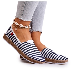 Espadrillor för kvinnor Big Star Slip-on bälten FF276027 Marinblå vit