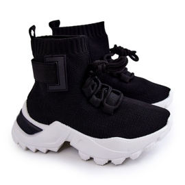 FR1 Sportskor för barn Hög strumpa Svart Nickie