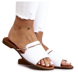 Läder Tofflor Lewski Shoes 3047 Vit