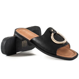 W. Potocki Potocki präglade tofflor svart