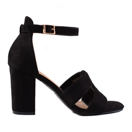 Evento Sandaler med högklackat mocka svart