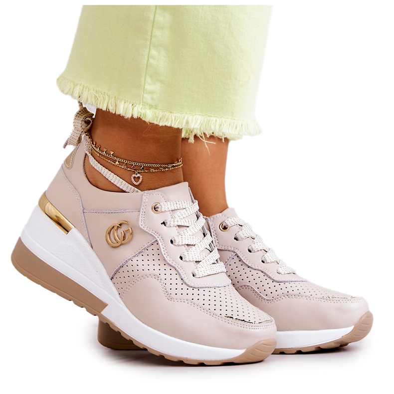 S.Barski Dam Sportskor i läder Sneakers Beige Loissa