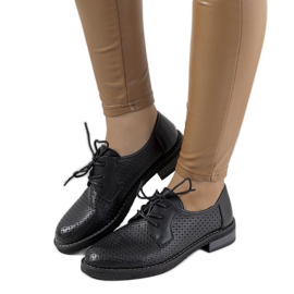 Svarta Ortensia genombrutna oxfordskor