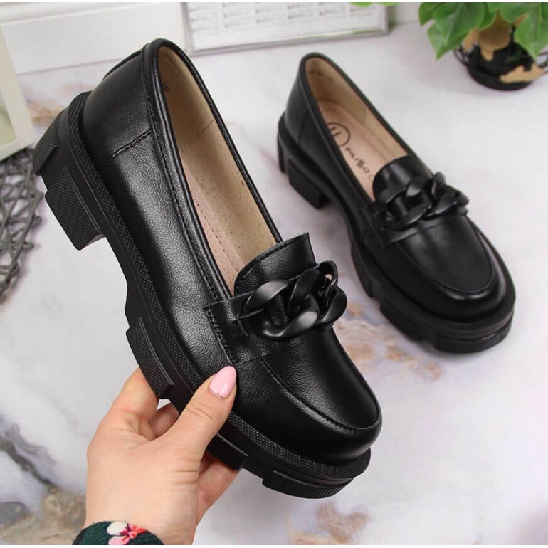 Läderskor med kedja Filippo W PAW252C svarta