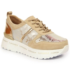 Lädersneakers på plattformen Filippo W PAW329 beige