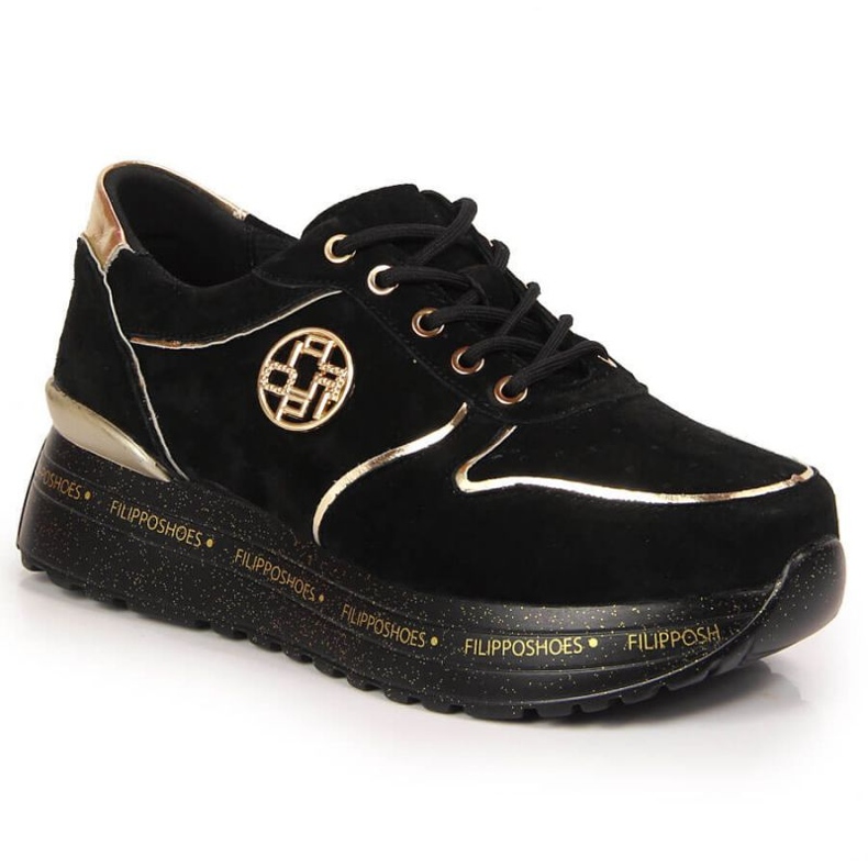 Lädersneakers på plattformen Filippo W PAW330 svarta