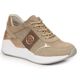 Lädersneakers på en kil Filippo W PAW331A beige