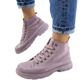 Violett ankelhöga sneakers på Boyes-plattformen purpur