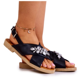 FW1 Bekväma damsandaler med svart Irvine-dekoration