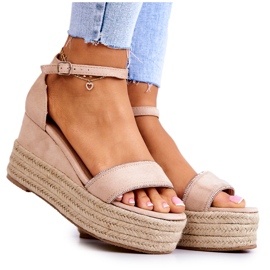 FW1 Damsandaler På En Kil Med Cubic Zirconia Beige Linette