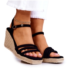 FJ1 Louisiana svarta sandaler i mocka