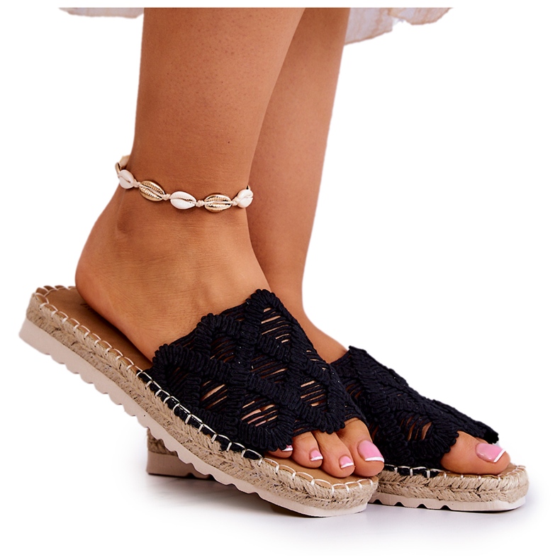 Ljusa svarta Polly-tofflor för kvinnor