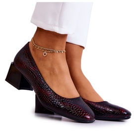 Sergio Leone Läder Snakeskin Pumps Burgundy Mesquite röd