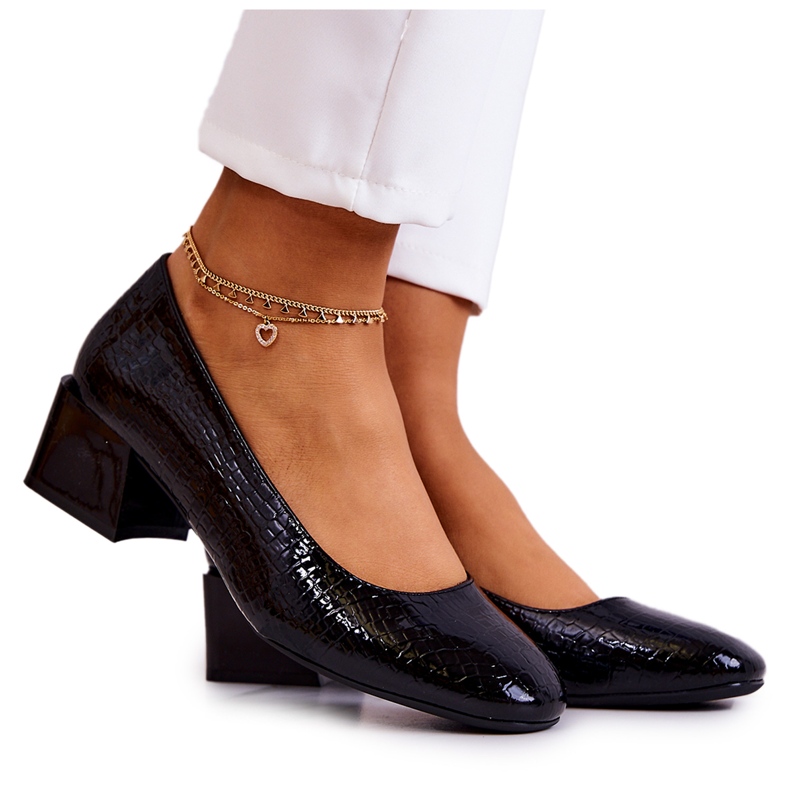 Sergio Leone Läder Snakeskin Pumps Black Mesquite svart