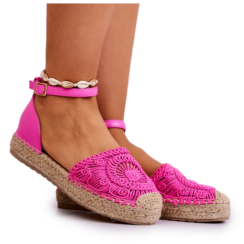 FE1 Espadriller för kvinnor på en flätad plattform Fuchsia Calise rosa